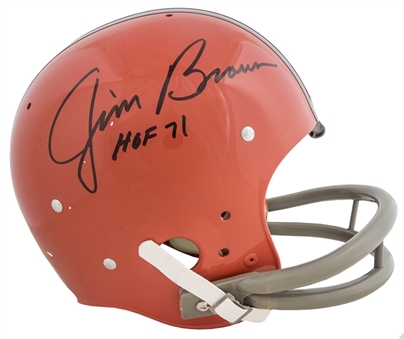 Jim Brown Signed and Inscribed "HOF 71"  Full Size TK Helmet (Beckett)